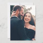 写真モダン青王室の白フローラ結婚ズ 招待状 (裏面)