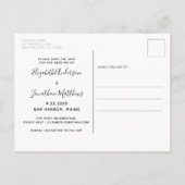 写真モダン馬の結婚式の日付を保存 案内ポストカード (裏面)