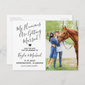写真モダン馬結婚のウマ科の日付の保存 案内ポストカード (正面/裏面)