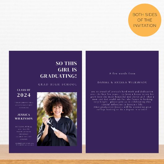 写真モダン高校の卒業式 招待状