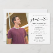 写真モダン高校卒業式ブルゴーニュ 招待状 (正面)