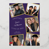 写真モダン高校卒業 箔招待状 (正面)