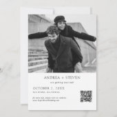 写真モダン黒と白の結婚式の日付を保存 招待状 (裏面)