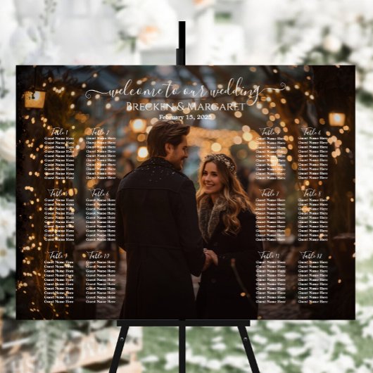 写真モダン12結婚テーブル付きシーティングチャート ポスター