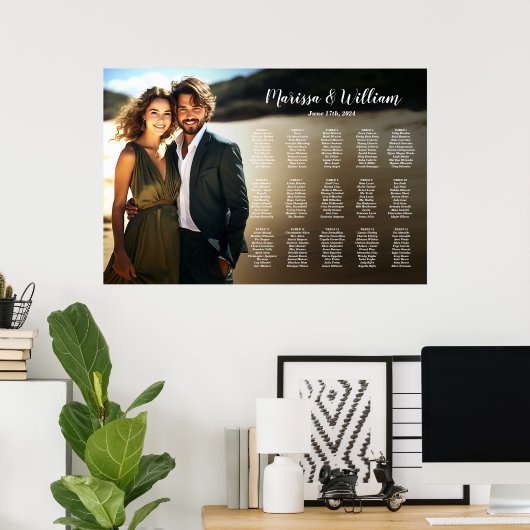 写真モダン15結婚テーブル付きの座席表 ポスター (ホームオフィス)