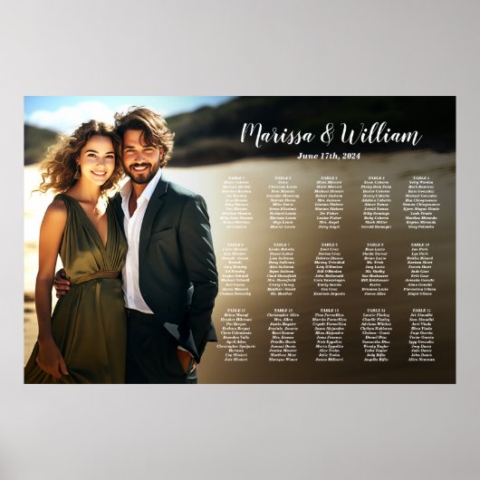 写真モダン15結婚テーブル付きの座席表 ポスター (正面)