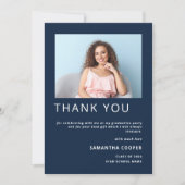 写真モダン2024 Graduation Navy Blue サンキューカード (正面)