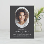 写真モダン21歳の誕生日 招待状 (スタンド正面)