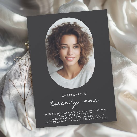写真モダン21歳の誕生日 招待状