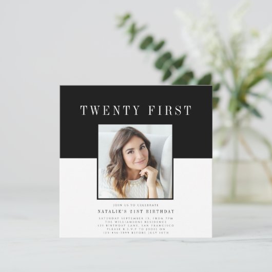 写真モダン21歳の誕生日 招待状 (スタンド正面)