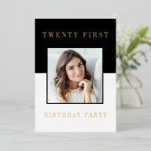 写真モダン21歳の誕生日 箔招待状 (立ち正面)