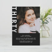 写真モダン30歳の誕生日招待状 – 黒はっきりした色 招待状 (スタンド正面)