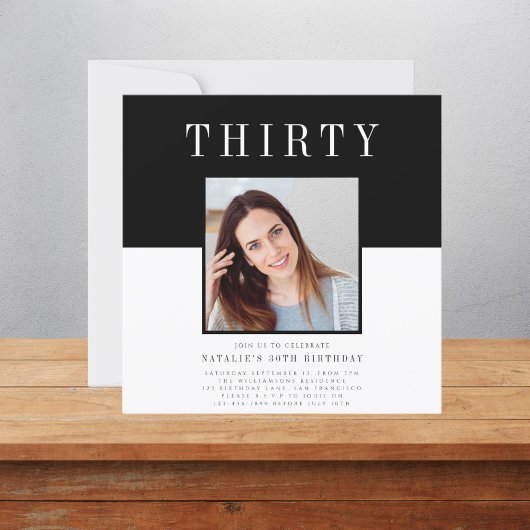 写真モダン30歳の誕生日 招待状