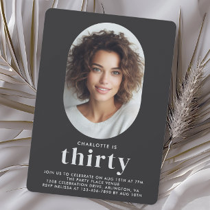 写真モダン30歳の誕生日 招待状