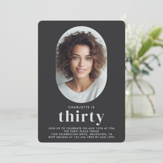 写真モダン30歳の誕生日 招待状 (スタンド正面)