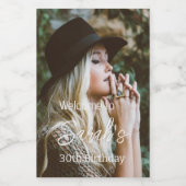 写真モダン30th誕生日パーティースクリプトカスタム ワインラベル (シングルラベル)