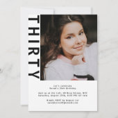 写真モダン30th誕生日招待状クリーン・ホワイト 招待状 (正面)