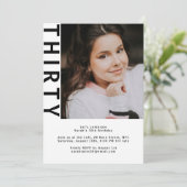 写真モダン30th誕生日招待状クリーン・ホワイト 招待状 (スタンド正面)