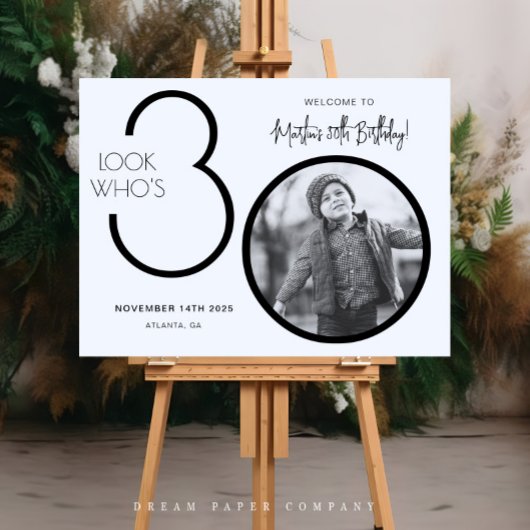 写真モダン30th Birthday Welcome Sign ポスター