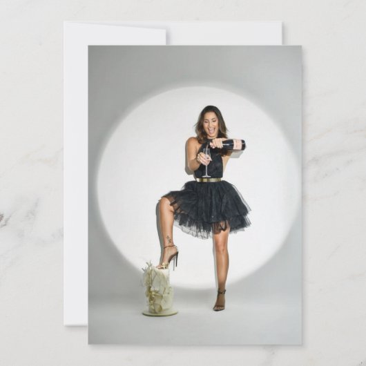 写真モダン40th誕生日ホワイトブラック 招待状 (裏面)