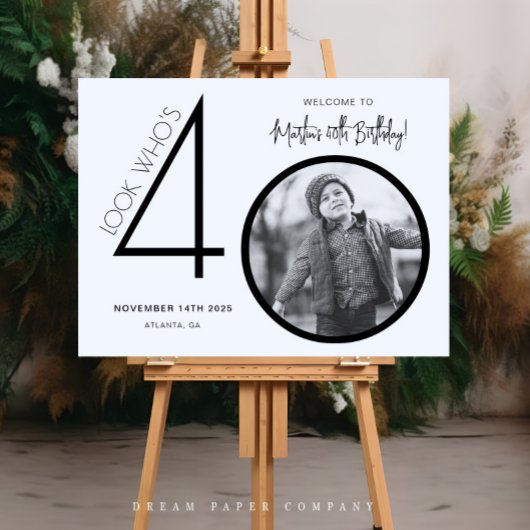 写真モダン40th Birthday Welcome Sign ポスター
