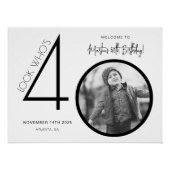 写真モダン40th Birthday Welcome Sign ポスター (正面)