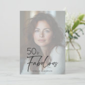 写真モダン50ミニマルと素晴らしい誕生日 招待状 (スタンド正面)