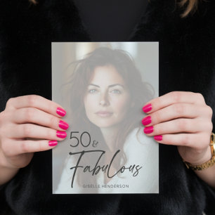写真モダン50ミニマルと素晴らしい誕生日 招待状