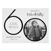 写真モダン60th誕生日ウェルカムサイン ポスター (正面)