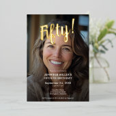 写真モダン&ゴールドフォイル50誕生日 箔招待状 (立ち正面)