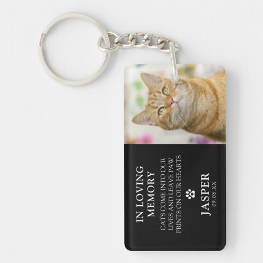 写真モダン&悔やみや弔慰引用文ペットロス記念碑 キーホルダー (正面)