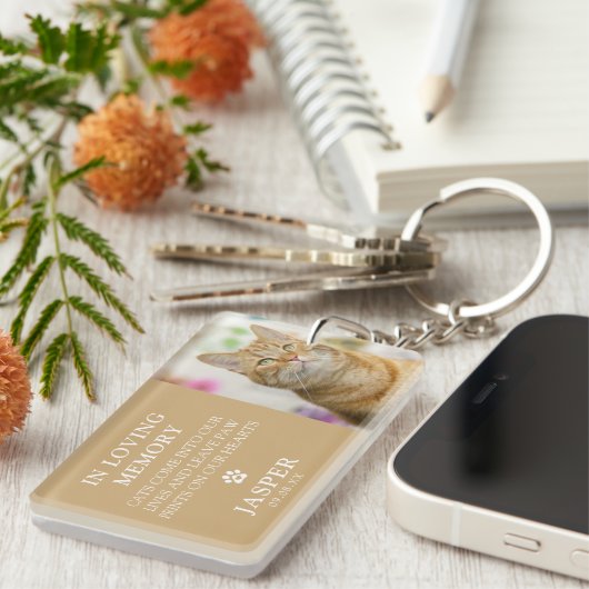 写真モダン&悔やみや弔慰引用文ペットロス記念碑 キーホルダー (正面右)