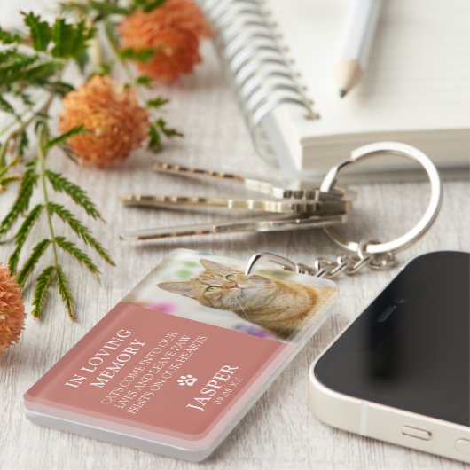 写真モダン&悔やみや弔慰引用文ペットロス記念碑 キーホルダー (正面右)