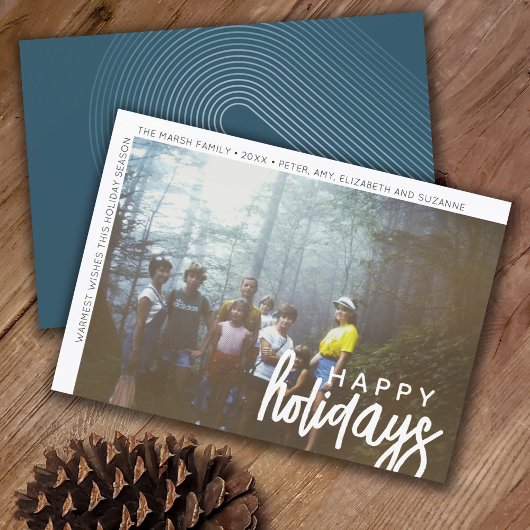 写真モダン – 白縁どオフセットHappy シーズンカード