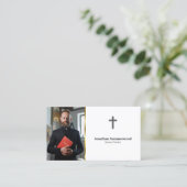 写真モダン&QRコード付きクリスチャン牧師 名刺 (スタンド正面)