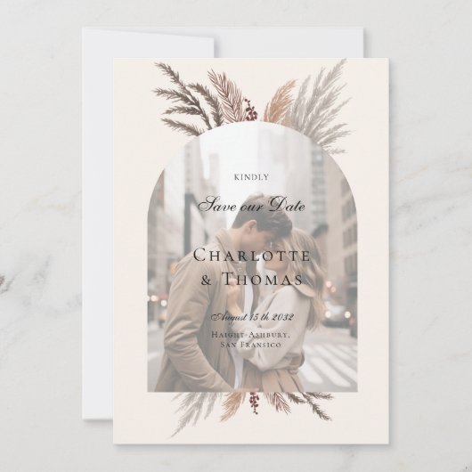 写真モダンBoho Pampasgras 招待状 (正面)