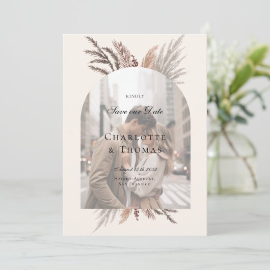 写真モダンBoho Pampasgras 招待状 (スタンド正面)