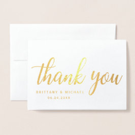 写真モダンBT結婚金ゴールドのカップルに感謝 箔カード