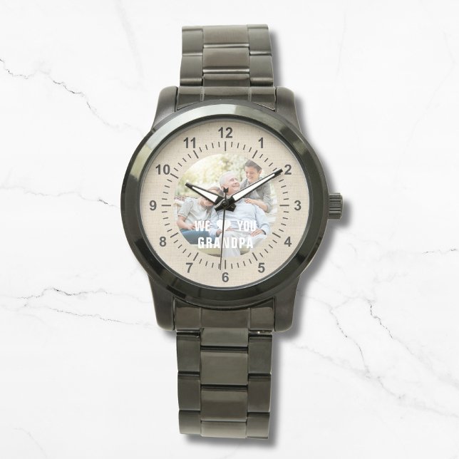 写真モダンGrandpaスクリプトハート 腕時計 (クリエイターアップロード済み)