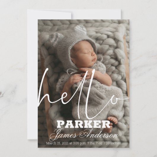 写真モダンHello Birth発表 招待状 (正面)