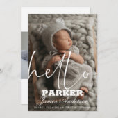 写真モダンHello Birth発表 招待状 (正面/裏面)
