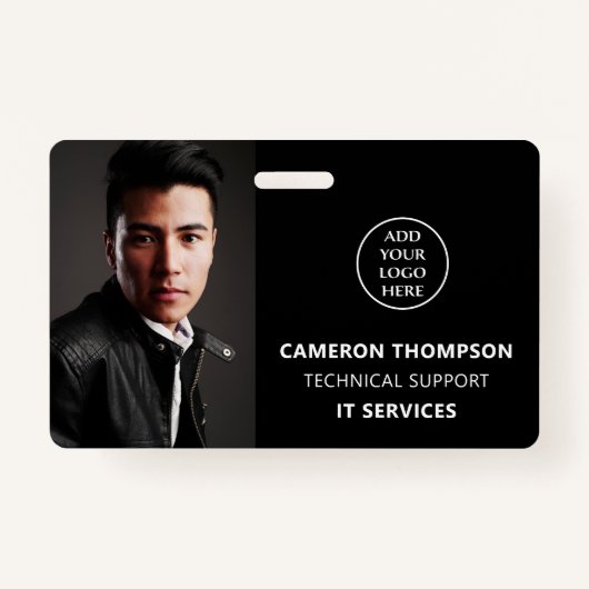 写真モダンIDスタッフ名役職ビジネスロゴ バッジ (正面)