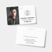 写真モダンIDビジネスロゴスタッフ名役職 バッジ (正面＆裏面)