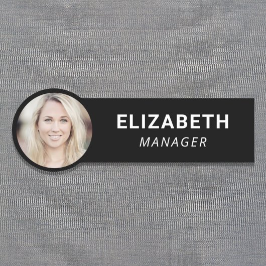 写真モダンID黒 名札