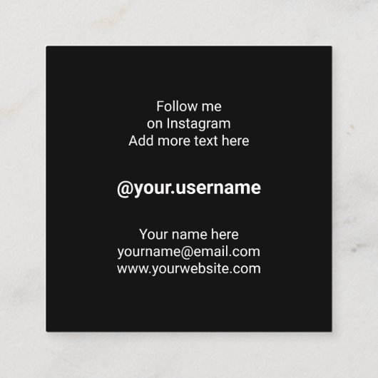 写真モダンInstagramソーシャルメディア白ミニマル色 コーリングカード (裏面)