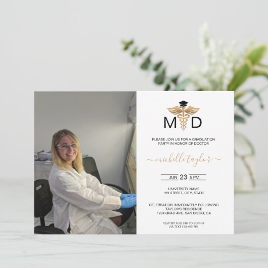 写真モダンMD医学博士の卒業 招待状 (スタンド正面)