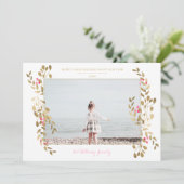 写真モダンmistletoeクリスマス金ゴールドフレーム白 シーズンカード (スタンド正面)