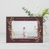 写真モダンmistletoeクリスマス金ゴールドフレーム赤 シーズンカード (スタンド正面)