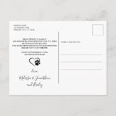 写真モダンPet結婚の犬が日付を保存 案内ポストカード (裏面)