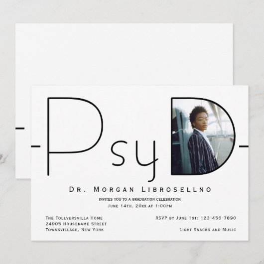 写真モダンPsyD卒業 招待状 (正面/裏面)